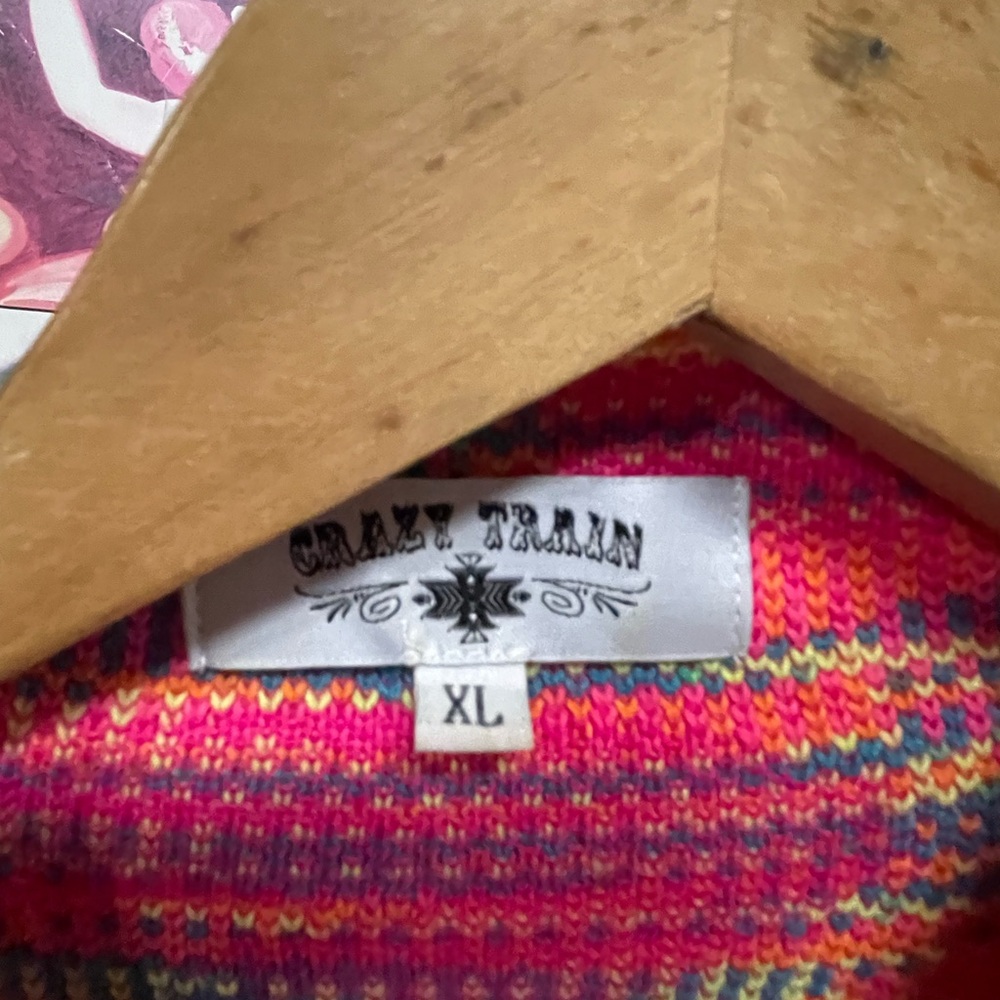 Crazy Train Hot Pink Multicolor Drape Cardigan - Picture 3 of 8